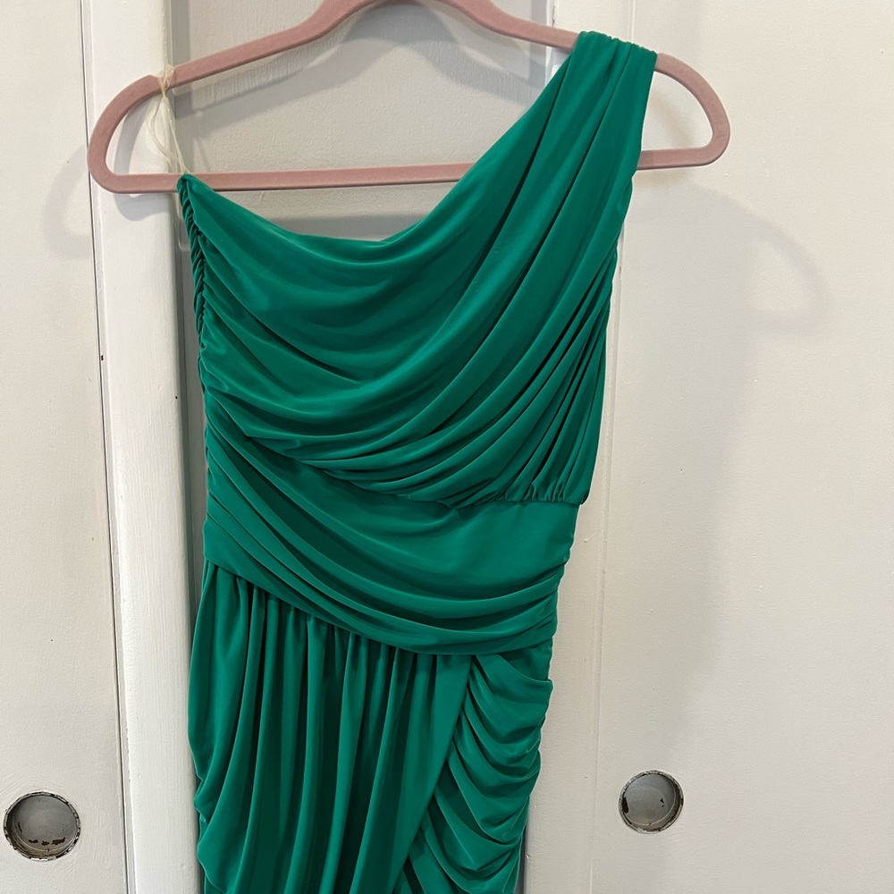 Green one shoulder cocktail dress